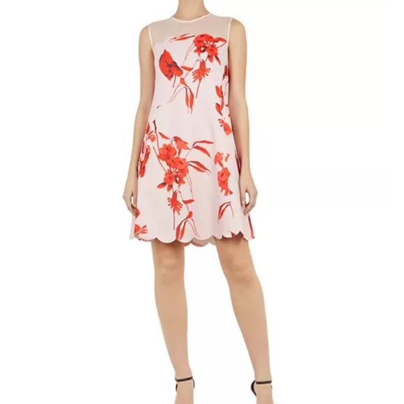 🌹 Ted Baker London “Jaazmin” Fantasia Scallop Hem Floral Dress Size 2 (US 6) - Picture 8 of 8